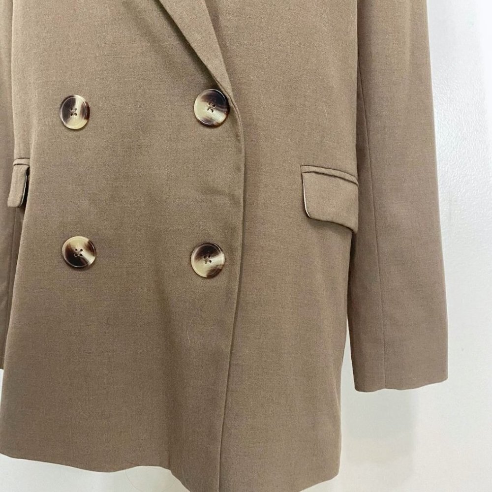 FRANK AND OAK WOOL BLEND DOUBLE BREASTED BLAZER IN BROWN CHOCOLATE CHIP - XS - Picture 7 of 13